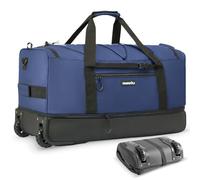 Fanwoli 30'' Rolling Duffel Bag with 2 Wheels - No-Sag Design for Heavy Loads, Expandable 100L-120L Carry on Luggage with Lock, Waterproof Foldable Lightweight for Travel, Camping,Moving, Blue