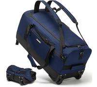 Fanwoli 30'' Rolling Duffel Bag with Wheels - No-Sag Design for Heavy Loads, 100L Waterproof Foldable Luggage w/Hidden Backpack Straps & Waist Support Compartment, Lightweight Travel & Gym, Blue, L