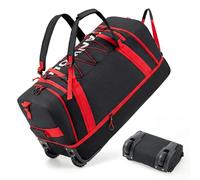 Fanwoli Collapsible & Expandable 100L-120L Large Rolling Duffle Bag - 30'' Waterproof Wheeled Luggage with No-Sag Heavyload Design, Lock & Soft Handle for Travel, Camping, Dorm, Moving, Red-2, 100