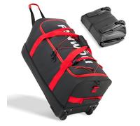 Fanwoli Collapsible & Expandable 100L-120L Large Rolling Duffle Bag - 30'' Waterproof Wheeled Luggage with No-Sag Heavyload Design, Lock & Soft Handle for Travel, Camping, Dorm, Moving, Red, 100-120L