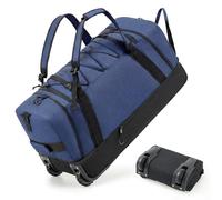 Fanwoli Collapsible & Expandable 100L-120L Large Rolling Duffle Bag - 30'' Waterproof Wheeled Luggage with No-Sag Heavyload Design, Lock & Soft Handle for Travel, Camping, Dorm, Moving, Blue-3, 100