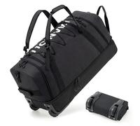 Fanwoli Collapsible & Expandable 100L-120L Large Rolling Duffle Bag - 30'' Waterproof Wheeled Luggage with No-Sag Heavyload Design, Lock & Soft Handle for Travel, Camping, Dorm, Moving, Black-3, 100