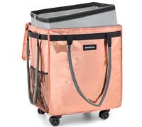 Fanwoli Detachable Rolling Grocery Bag with Wheels Foldable Tote Bag on Wheels with Removable Washable Bag - 66L Heavy Duty Grocery Bag with Wheels Pull Handle for Groceries, Laundry & Moving