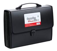 FANWU 26 Pockets Expanding Box File Document Organiser with Handle - A4 Expandable Large Plastic File Folder Wallet Portable Accordion Folder with Buckle,Black