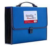 FANWU 26 Pockets Expanding File Accordion Folder with Handle - Letter A4 Paper Size - Expandable Large Plastic File Folder Wallet Monthly Portable Document Organizer with Flap & Buckle (Blue)