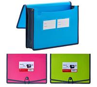 FANWU 3 Pack Plastic Expanding File Wallet Document Organizer with Elastic Cord & Button Closure, Letter Size, 3.5" Expansion, Poly A4 Expandable File Folder for School Office Home Organization