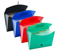 FANWU 4 Pack Expanding File Folders with Cord & Button Closure, Letter Size, 7 Pockets Plastic Accordian File Organizer Poly A4 Expandable Paper Document Organizer for Office School Home Organization