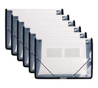 FANWU 6 Pack Plastic Expanding File Wallet Document Organizer with Flap and Cord Closure, A4 Size, 7cm Expansion, Clear Colored Poly A4 Expandable File Folder for Home School Office Storage