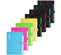 FANWU 8 Packs Expanding Files 6 Pockets Accordion File Document Organizer, A4 Letter Size Plastic Project File Folder with Snap Button Closure for School Office Home (8 Colors)