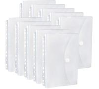 FANWU Expandable Poly Binder Pocket with 1-Inch Gusset, Letter Size, Pouch Folders Poly Envelopes Clear Document Folders for Ring Binder with Hook & Loop Closure (Clear 10 Pack)