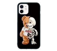 FANXI Skeleton Bear Phone Case Compatible with iPhone 12 Mini - Shockproof Protective Cute Cool Bear Designed for Case 12 Mini 5.4 Inch Case for Men Girls Women Black Brown