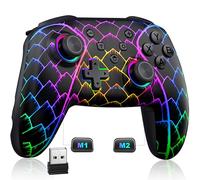 Fanxieast RGB Wireless PC USB Gaming Controller,Programmable Nintendo Switch Controllers with Hall Effect Joystick &1000mAh Battery Adjustable Turbo/Vibration - for PC/Switch/Lite/OLED/iOS/Android