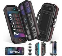 Fanxieast Switch 2 Carry Case Kit,4 in 1 Travel Carrying Cover with Screen Protector,Protective Dockable Case,2 Pairs Thumb Grips Caps,Game Card Slots,NS2 Accessory Storage Kit