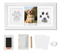 Fanxinzttc Paw Print Kit for Dogs, Pet Memorial, Kit with Wooden Pet Memorial Frame, Soft Pawprint Clay and Clean Touch Ink Pad, DIY Choice for Dog Cat Lovers (White)