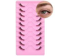FANXITON Half Lashes Natural Look Wispy Cat Eye Eyelashes Fluffy 13 mm Transparent Band Accent False Short Eyelashes That Look Like 10 Pairs Extensions (Pack of 1) Black