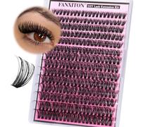 FANXITON Lash Clusters Pack of 280 Wispy Lash Clusters D Curl 8-18 mm Mix Volume Thick Eyelash Clusters 50D Long Individual Eyelashes DIY Eyelash Extensions at Home Assortment 280 Pieces Black