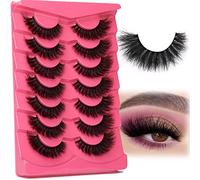 FANXITON Wispy Fluffy Eyelashes Thick 8D Synthetic Mink Volume Cat Eye 16mm Dramatic Mink Lashes 7 Pairs Multipack per 7 Pieces (1 Piece)