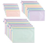 FANXIYA 30 Pcs Plastic Wallets A4 A5 A6, Document Folder for Paperwork, Mesh Zip Lock Bags for Files, Clear Stationery Envelopes, Waterproof Paper Organisers for School, Money, Travel & Study