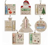 FANXIYA 8 PCS Christmas Money Holders for Cash, Wooden Money Tree Gift Holder with Handwritten Message Area, 2-Layer Funny Christmas Ornaments for Xmas, Personalized Money Cards for Holiday & Birthday