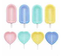 FANXIYA 8 Pieces Ice Lolly Moulds with Sticks, Mini Silicone Ice Cream Maker, Reusable Chocolate Pop Moulds Forms with Non-Spill Lid for Kids