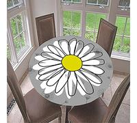 Fanxu Fansu Round Tablecloth Wipe Clean Waterproof, Daisy Print Circular Tablecloths Fitted Elastic Edged, Stain Resistant Table Cover for Garden Kitchen Party (Grey graffiti,Diameter 120cm)