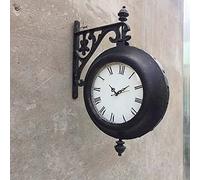 FanXus Double-Sided Clock Retro 360° Rotating Outdoor Distressed Waterproof Wrought Iron Paddington Station Wall Clock Made in China