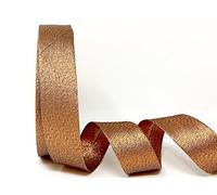 Fany Byetsa Metallic Lame 30mm Bias Binding on a 3m Length (This is a Cut from a roll, Presented on a Bertie's Bows Ribbon Card) (Rose Gold)