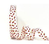 Fany Strawberries and Cherries 18mm White Bias Binding by on a 3m Length (N.B. This is a Cut from a roll)