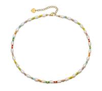 FANZE Baroque Pearl Choker Necklace for Women, Natural Real Ivory Freshwater Cultured Pearl Colorful Irregular Turquoise Colorful Gemstone Crystal Beads, Boho Charms Elegant Statement Jewelry Gifts