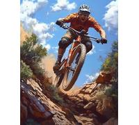 FanZheZhe 11Ct Cross Stitch Kits，Count Counted Stamped Pre Printed Cross Stitch Embroidery Kits for Adults Beginners Starter Advanced Easy Crossstitch Cyclist 11Ct50X70Cm