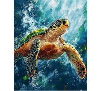 FanZheZhe 11Ct Stamped Counted Cross Stitch Kits for Adults,DIY Embroidery Crafts for Needle Point Starter Kit Home Decor Gift,Green Sea Turtles On The Seabed 11Ct40X50Cm