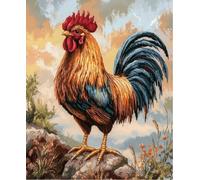 FanZheZhe Cross Stitch Kit with Fabric DIY Embroidery Kits for Beginners Children & Adults with Counted Embroidery Needlepoint Home Decor Gift Rooster 11Ct40X50Cm