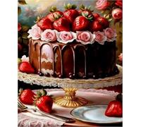 FanZheZhe Cross Stitch Kit with Fabric DIY Embroidery Kits for Beginners Children & Adults with Counted Embroidery Needlepoint Home Decor Gift Chocolate Cake 11Ct40X50Cm