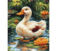 FanZheZhe Cross Stitch Kit with Fabric DIY Embroidery Kits for Beginners Children & Adults with Counted Embroidery Needlepoint Home Decor Gift Ducks in The Lake 11Ct40X50Cm