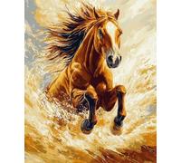 FanZheZhe Cross Stitch Kit with Fabric DIY Embroidery Kits for Beginners Children & Adults with Counted Embroidery Needlepoint Home Decor Gift The Sea, The Horse 11Ct40X50Cm