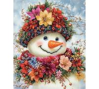FanZheZhe Cross Stitch Kit with Fabric DIY Embroidery Kits for Beginners Children & Adults with Counted Embroidery Needlepoint Home Decor Gift Flower Snowman 11Ct40X50Cm