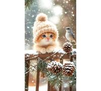 FanZheZhe Cross Stitch Kits，11Ct Printed Cross Stitch Kits,Stamped Embroidery Kits for Adults Wall Art Home Decoration Cats and Birds40X50Cm