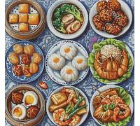FanZheZhe Cross Stitch Kits for Adults Beginners Chinese New Year Dinner 11ct40x50cm Counted Embroidery Needlepoint Kits Home Decor 15.75x19.69in (Without Frame)