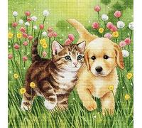 FanZheZhe Cross Stitch Kits for Adults Beginners Suitable for Adult Beginners, Entry - Level and Advanced Simple Cross Stitch Pattern Set Needlework Cats and Dogs 11ct40x50cm