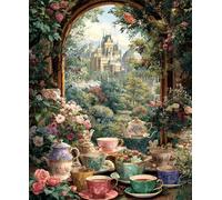 FanZheZhe DIY Easy Cross Stitch Kits for Adults Beautiful Flower Castle 11CT Beginners Embroidery Patterns for Wall Decor -40x50cm