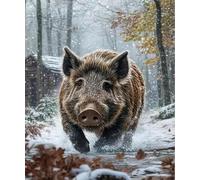 FanZheZhe DIY Easy Cross Stitch Kits for Adults Beginners Wild Boar Counted Embroidery Needlepoint Kits Home Decor 16x20 Inch