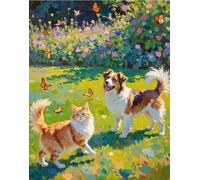 FanZheZhe DIY Easy Cross Stitch Kits for Adults Cats and Dogs 11CT Beginners Embroidery Patterns for Wall Decor -40x50cm