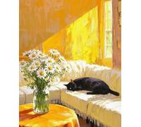 FanZheZhe DIY Easy Cross Stitch Kits for Adults Cats and Flowers 11CT Beginners Embroidery Patterns for Wall Decor -40x50cm
