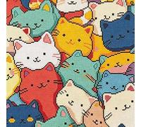 FanZheZhe Easy Printed Cross Stitch Kits for Beginners 11 Count Counted Stamped Pre Printed Cross Stitch Embroidery Kits DIY Home Decoration Cats 11ct40x50cm