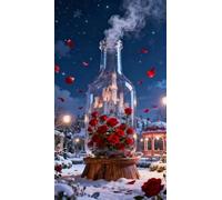 FanZheZhe Embroidery Kit for Beginners, Cross Stitch Kits for Adults, Beginners Embroidery Kit, Embroidery Set, Including Fabric with Prints, Threads, Needles, Roses in A Bottle 11Ct40X50Cm