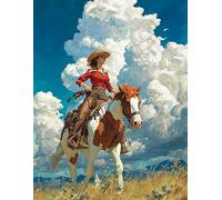 FanZheZhe Printed Beginners Cross Stitch Kits Girl Riding a Horse 11CT Stamped Embroidery Kits for Adults Wall Art Home Decoration -16x20 Inch