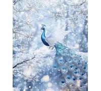 FanZheZhe Printed Beginners Cross Stitch Kits Peacock in The Snow 11CT Stamped Embroidery Kits for Adults Wall Art Home Decoration -16x20 Inch