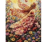FanZheZhe Printed Cross Stitch Kits for Adults Without Frame Bouquet and Flower Fairies Counted Embroidery Needlepoint Kits for Adults Wall Art Home Decoration -16x20 Inch