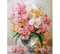 FanZheZhe Printed Cross Stitch Kits for Adults Without Frame Bouquet in a Bottle Counted Embroidery Needlepoint Kits for Adults Wall Art Home Decoration -16x20 Inch