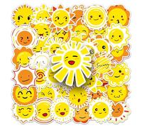 FANZHII-50 Cartoon Sun Notebook Small Mochi Stickers Sunny Day Mobile Phone Notebook Waterproof Sticker